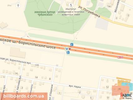 Билборд B в Киеве Бориспільське шосе, км 30 + 000м, в сторону Київ схема