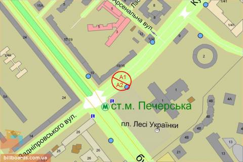 Скроллер A в Киеве Алмазова вул. (колиш. Кутузова), 16/19, роздільник, ст.м. "Печерська" - 161828 схема