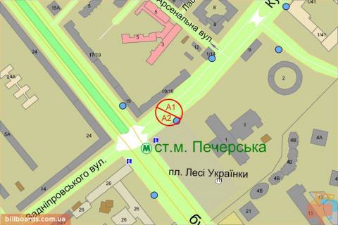 Ситискролл A в Киеве Алмазова вул. (колиш. Кутузова), 16/19, роздільник, ст.м. "Печерська" схема