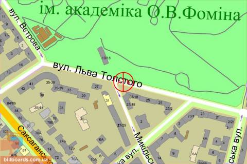 Сiтiлайт A у Києві Гетьмана Павла Скоропадського вул. (Льва Толстого)., 25/18, роздільник, біля ботсаду, в сторону вул. Володимирська схема