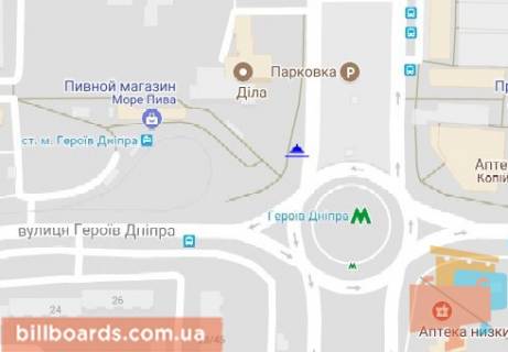 Білборд, Бігборд (Борд)  B у Києві, 3x6  Оболонський пр., 49 схема
