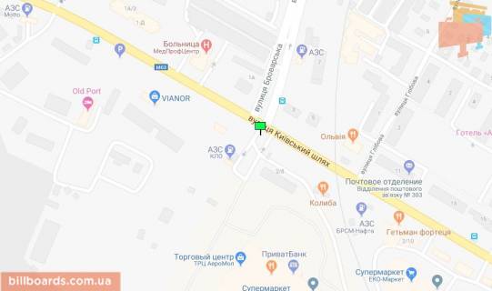 Призма A в Борисполе Київський шлях вул., 2/8, в'їзд в Бориспіль, Аеромолл, світлофор, ліва - 162324 схема
