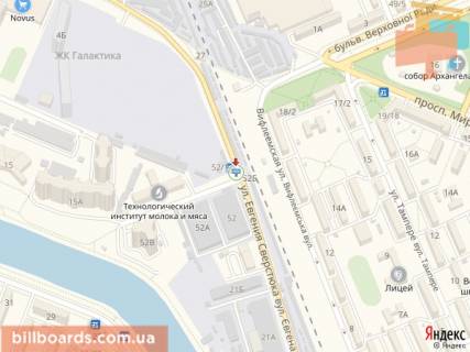 Билборд A в Киеве Сверстюка вул. (колиш. Раскової вул.), 52 схема