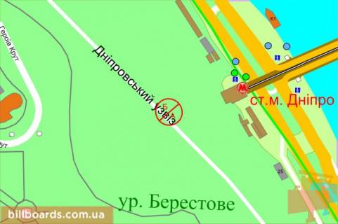 Ситилайт A в Киеве Дніпровський спуск, в центр схема