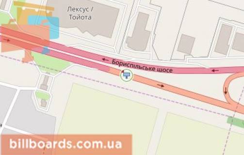 Билборд A в Киеве Бориспольское шоссе, 31 км 500 м. Через 800 м.поворот на аэропорт Борисполь (А) право схема