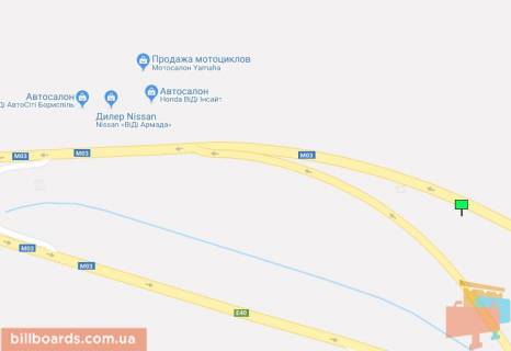 Билборд B в Киеве Бориспільське шосе (в'їзд до Борисполя) схема