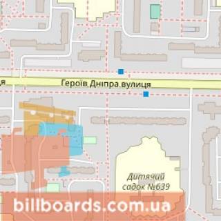 Билборд B в Киеве Героїв Дніпра вул., 42, біля магазину "АТБ" схема