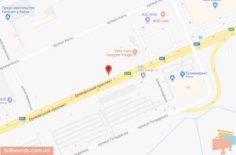 Билборд B в Киеве Броварський пр., 41А схема