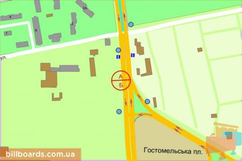Бэклайт B в Киеве Палладина пр. - Стеценко ул., светофор, ТРЦ Lavina Mall, Ашан, в сторону Пущи Водицы схема