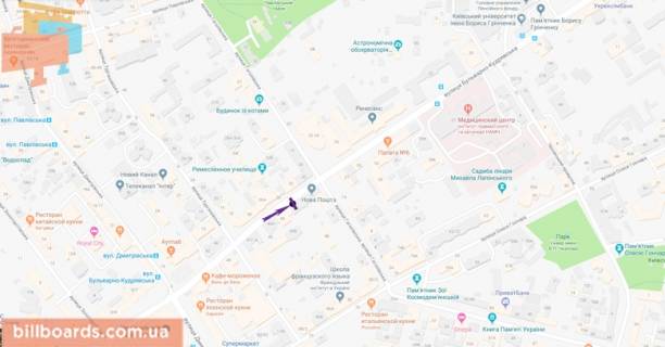 Ситилайт A в Киеве Бульварно-Кудрявська вул., 41 схема