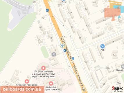 Билборд  в Киеве Братиславская ул., 7 схема
