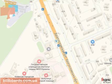 Билборд  в Киеве Братиславская ул., 7 схема