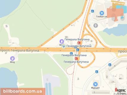 Билборд  в Киеве просп. Романа Шухевича (Генерала Ватутіна). / Бальзака ул. схема