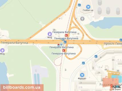 Билборд  в Киеве Ватутина пр., мост Бальзака схема