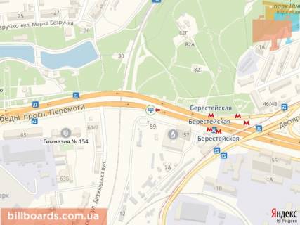 Билборд  в Киеве просп. Берестейський (Перемоги)., 59 / Василенко ул. схема