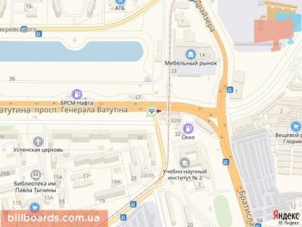 Билборд B в Киеве Шухевича пр. (колиш. Ватутіна пр.), 30 схема