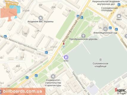 Бэклайт B в Киеве просп. Повітряних Сил (Повітрофлотський). - Преображенська вул. (колиш. Клименко), біля АЗС KLO, в сторону Севастопольської пл. схема