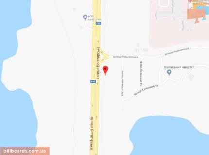 Билборд B в Киеве Богатирська вул. / Редьчинська вул. схема