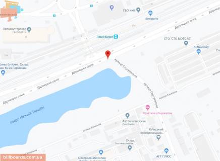 Билборд B в Киеве Дарницьке шосе, поворот на Сортувальну вул., в центр схема