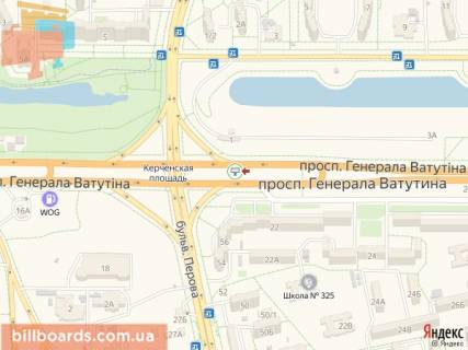 Бэклайт A в Киеве Шухевича пр. (колиш. Ватутіна), 100 м від Перова бул., Роздільник, в сторону ст.м. Почайна (колишня Петрівка) схема