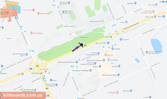 Билборд B в Киеве Броварський пр. - Кіото вул., 19, навпроти, КНТЕУ, виїзд з міста схема