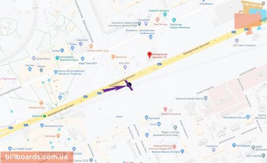 Призма A в Киеве Броварський пр., 31/33, навпроти, АЗС "КЛО", в сторону виїзду з міста - 181287 схема