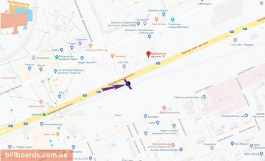 Призма A в Киеве Броварський пр., 31/33, навпроти, АЗС "КЛО", в сторону виїзду з міста - 181288 схема