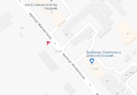 Сiтiлайт  у Києві Жилянская ул., 68, напротив, в сторону Эренбурга ул. схема