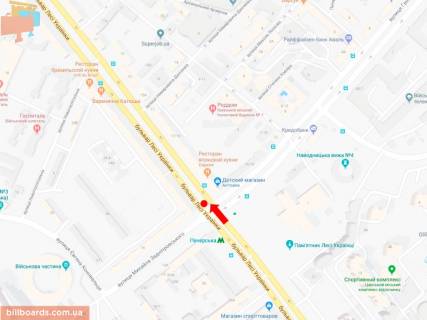 Сітіскролл A у Києві, 1.8x1.2  Українки бул., 24 / Алмазова вул. (Колиш. Кутузова вул.), Роздільник, ст. м. "Печерська", на світлофорі, в центр схема