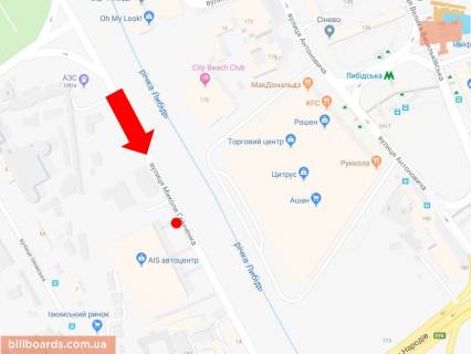 Скролер, Скрол A у Києві, 2.3x3.14  Грінченка вул., 18, біля автосалонів, навпроти ТРЦ "Ocean Plaza", в сторону вул. Саперно-Слобідської - 161024 схема