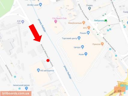Скролер, Скрол A у Києві, 2.3x3.14  Грінченка вул., 18, біля автосалонів, навпроти ТРЦ "Ocean Plaza", в сторону вул. Саперно-Слобідської - 161029 схема