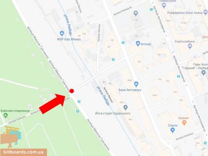 Билборд  в Киеве Гринченко ул. / Байковая ул., в центр, левая схема