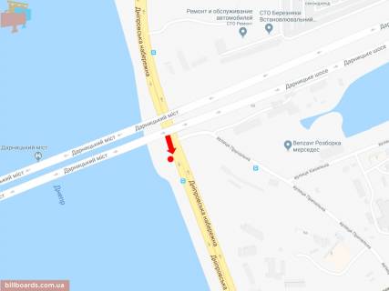 Скроллер A в Киеве, 2.3x3.14  Дніпровська набережна / вул. Причальна, біля залізничного мосту, на світлофорі, в сторону вул. Здолбунівської, пр. Бажана - 161573 схема