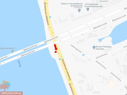 Скролер, Скрол A у Києві, 2.3x3.14  Дніпровська набережна / вул. Причальна, біля залізничного мосту, на світлофорі, в сторону вул. Здолбунівській, пр. Бажана - 161575 схема