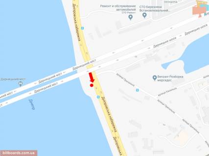 Скроллер A в Киеве, 2.3x3.14  Дніпровська набережна / вул. Причальна, біля залізничного мосту, на світлофорі, в сторону вул. Здолбунівської, пр. Бажана - 161576 схема