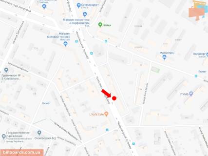 Билборд B в Киеве, 2.3x3.14  Чоколівський бул., 18, в бік Севастопольської пл. схема