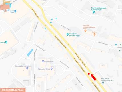 Ситискролл A в Киеве, 1.8x1.2  Українки бул., 3, на світлофорі, в сторону вул. Хрещатик схема