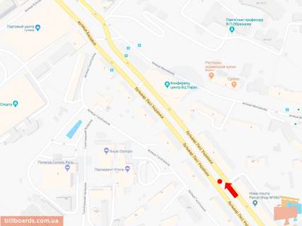 Ситискролл A в Киеве, 1.8x1.2  Українки бул., 3, на світлофорі, в сторону вул. Хрещатик схема