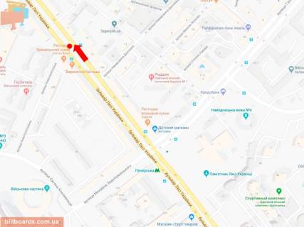 Ситискролл A в Киеве, 1.8x1.2  Українки бул., 13 / Новогоспітальна вул. (колиш. Щорса пров.), на світлофорі, в сторону вул. Хрещатик схема