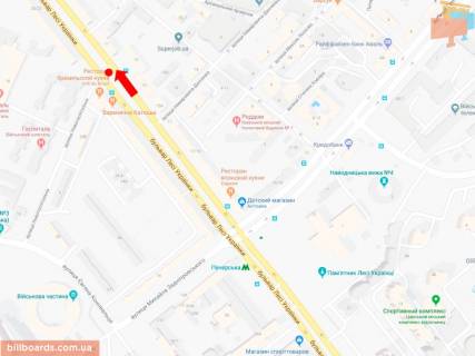 Сітіскролл A у Києві, 1.8x1.2  Українки бул., 13 / Новогоспітальная вул. (Колиш. Щорса пер.), На світлофорі, в сторону вул. Хрещатик схема