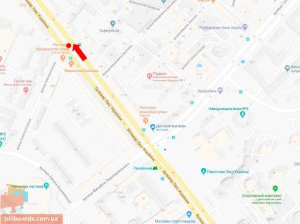 Ситискролл A в Киеве, 1.8x1.2  Українки бул., 13 / Новогоспітальна вул. (колиш. Щорса пров.), на світлофорі, в сторону вул. Хрещатик схема