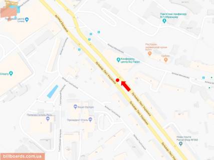Сітіскролл A у Києві, 1.8x1.2  Українки бул., 1, БЦ "Парус", в сторону вул. Хрещатик схема