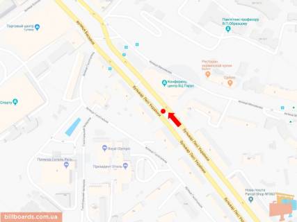 Ситискролл A в Киеве, 1.8x1.2  Українки бул., 1, БЦ "Парус", в сторону вул. Хрещатик схема
