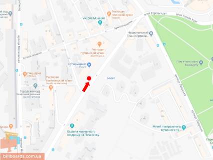 Ситискролл A в Киеве, 1.8x1.2  Омеляновича - Павленка вул. (колиш. Суворова), біля супермаркету "Сільпо", в сторону пл. Слави схема