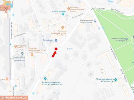 Ситискролл A в Киеве, 1.8x1.2  Омеляновича - Павленка вул. (колиш. Суворова), біля супермаркету "Сільпо", в сторону пл. Слави схема