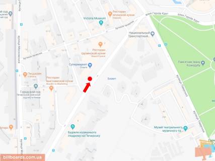 Сітіскролл A у Києві, 1.8x1.2  Омеляновича - Павленка вул. (Колиш. Суворова), біля супермаркету "Сільпо", в сторону пл. слави схема