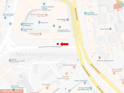 Сітіскролл A у Києві, 1.8x1.2  Басейна, 6, ТЦ "Арена Сіті" і "Мандарин плаза", в сторону Велика Васильківська вул. (Червоноармійська) схема