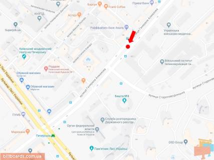 Ситискролл A в Киеве, 1.8x1.2  Алмазова вул. (колиш. Кутузова вул.), 4а, в сторону м. Печерська, роздільник схема