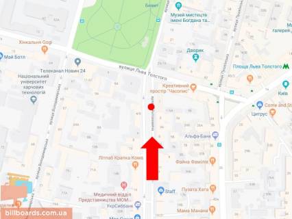 Сітіскролл A у Києві, 1.8x1.2  Антоновича вул. (Колиш. Горького вул.), 1, в сторону Гетьмана Павла Скоропадського вул. (Льва Толстого), парку Шевченка схема