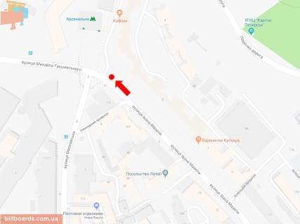 Сітіскролл A у Києві, 1.8x1.2  Мазепи вул., 3, ст. м. "Арсенальна", в сторону вул. Грушевського схема